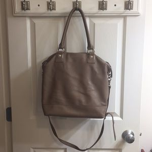 Large Taupe Tote with Silver Hardware